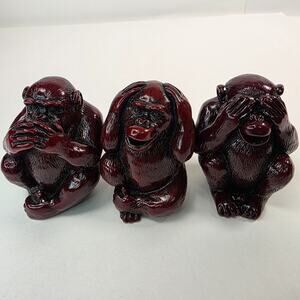 3 Wise Monkeys Figurines Set Hear See Speak No Evil Three Statue Sculpture Decor